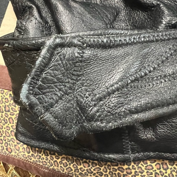 Flight Path Black Vintage 90’s Leather Jacket Deadstock Moto Biker Patchwork-XL - Picture 4 of 11